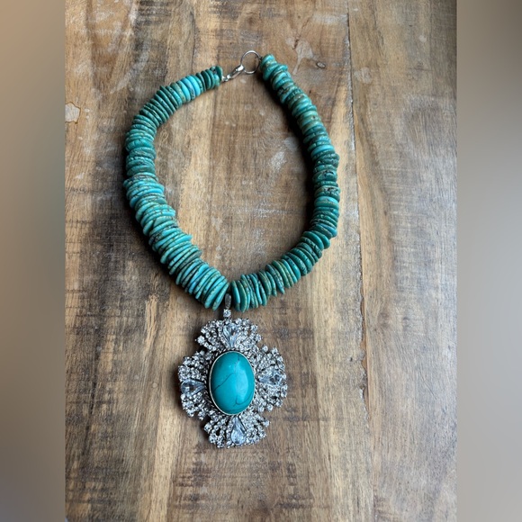 rockstar in rome Jewelry - Rockstar in Rome turquoise pendant necklace